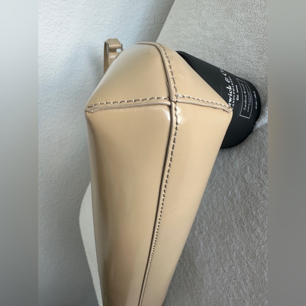 BY FAR Amber Kraft Beige Nude Semi-patent Leather Shoulder‎ Bag Purse NWOT - Picture 15 of 17